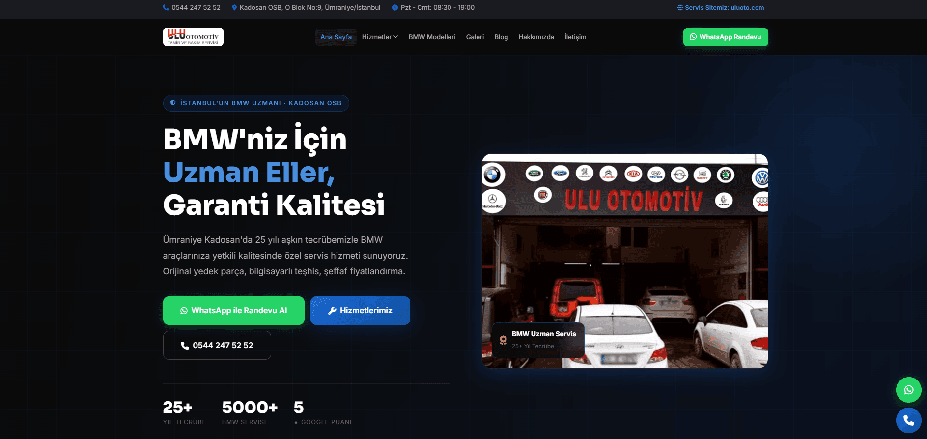 BMW Özel Servis web sitesi ekran görüntüsü